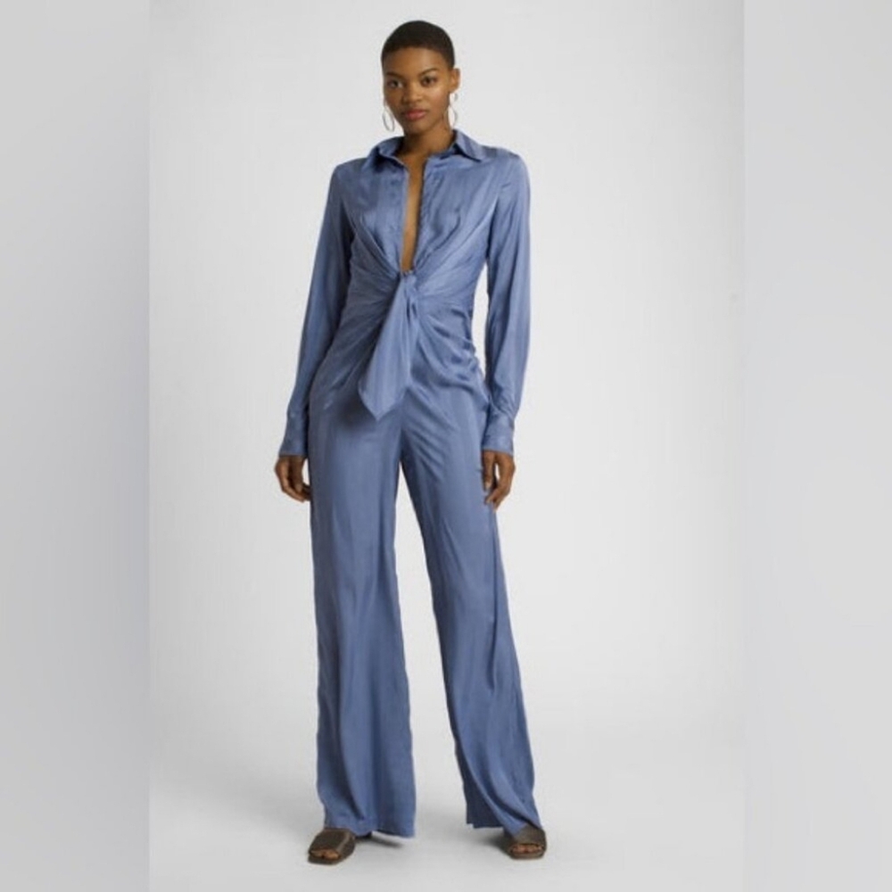 CHOOSY Lafayette Blue Striped Jumpsuit NWT